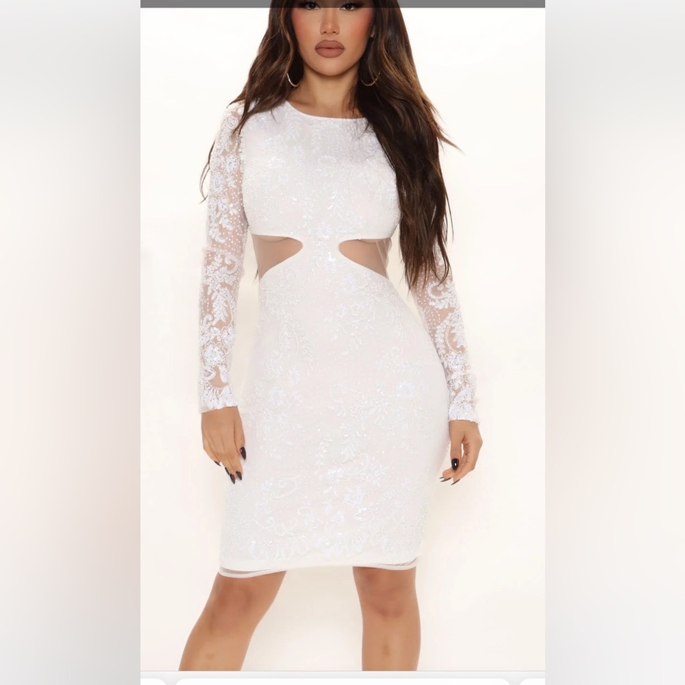 FashionNova White Sequin Dress